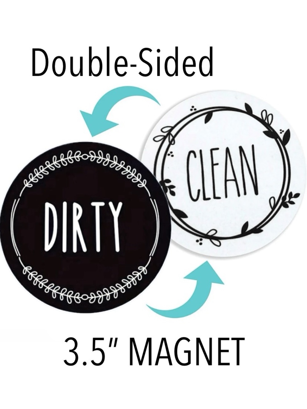 Double-Sided Clean / Dirty Dishwasher Magnet - White & Black